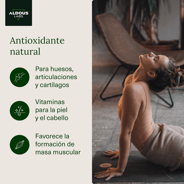Colágeno Hidrolizado con Ácido Hialurónico, Coenzima Q10, Zinc y Vitaminas Aldous | 120 Cápsulas