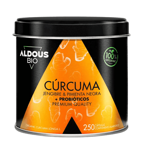 Cúrcuma Ecológica con Jengibre, Pimienta Negra y Probióticos Aldous Bio | 250 Cápsulas