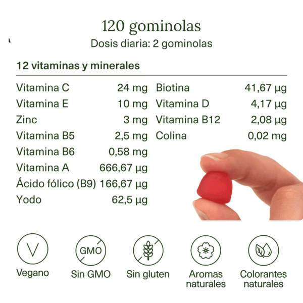 Multivitaminas en gominolas Aldous | 120 gummies sabor natural a mora