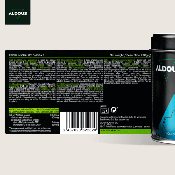 Omega 3 | Aceite de Pescado 3000 mg | 210 cápsulas blandas | Aldous