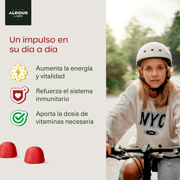 Multivitaminas para niños en gominolas Aldous  | 120 gummies sabor natural a fresa