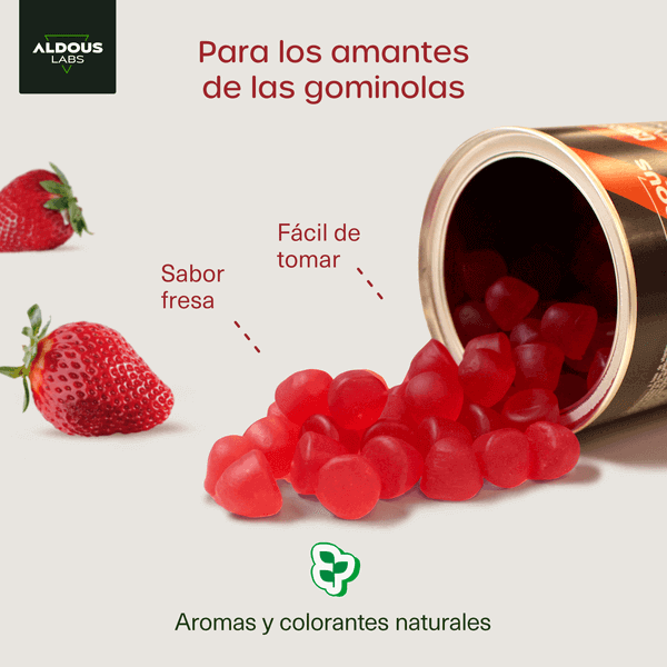 Multivitaminas para niños en gominolas Aldous  | 120 gummies sabor natural a fresa
